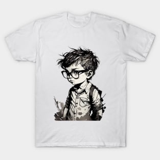 Boy with glasses in school one. T-Shirt